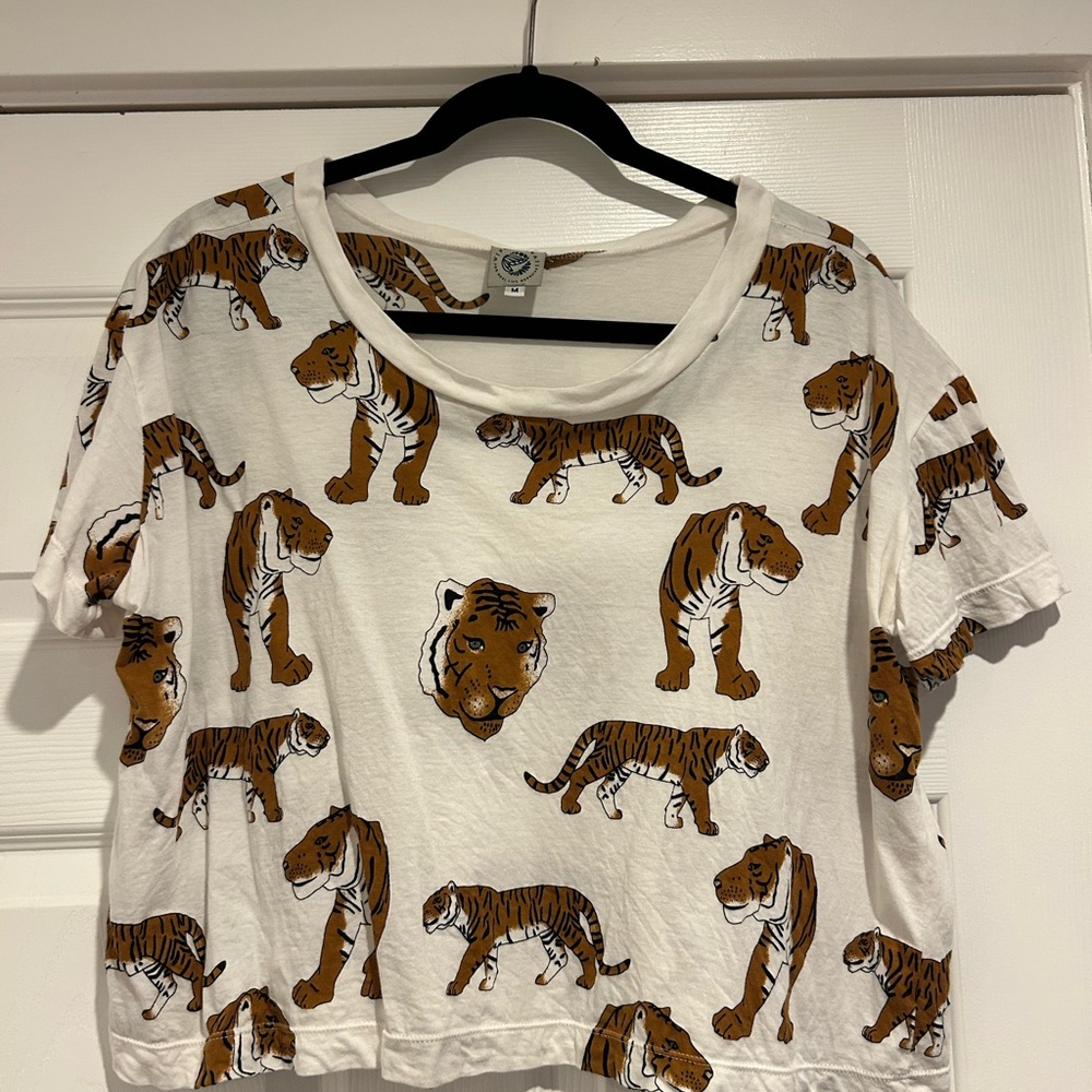 White and Brown Tiger Graphic Tee